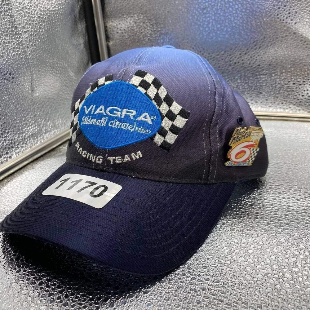 Vintage Mark Martin Nascar‎ Hat H3 Sportgear Roush Racing Pin Men OS Blue